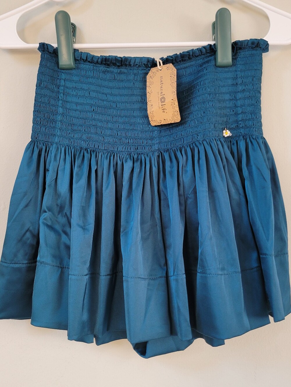 NWT Natural Life Teal Daisy Hifh Rise Shorts Women Size S Boho Hippie Festival